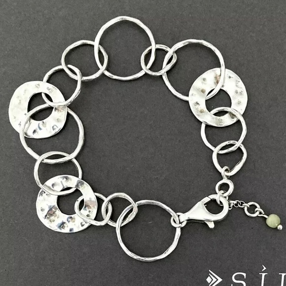 Silpada Hammered Sterling Silver ‘PAPER CHAIN’ Circle Links Bracelet B1217 - Picture 5 of 16